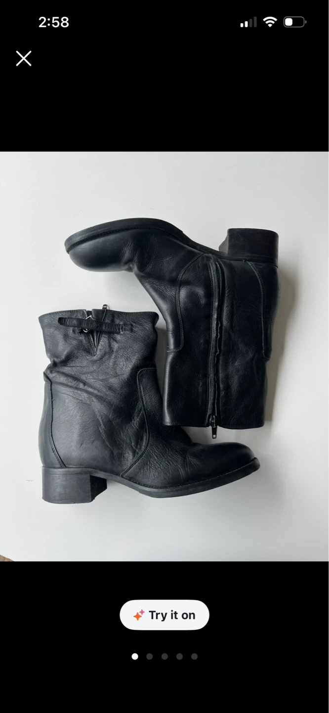 Black Leather Ankle Boots Size 38