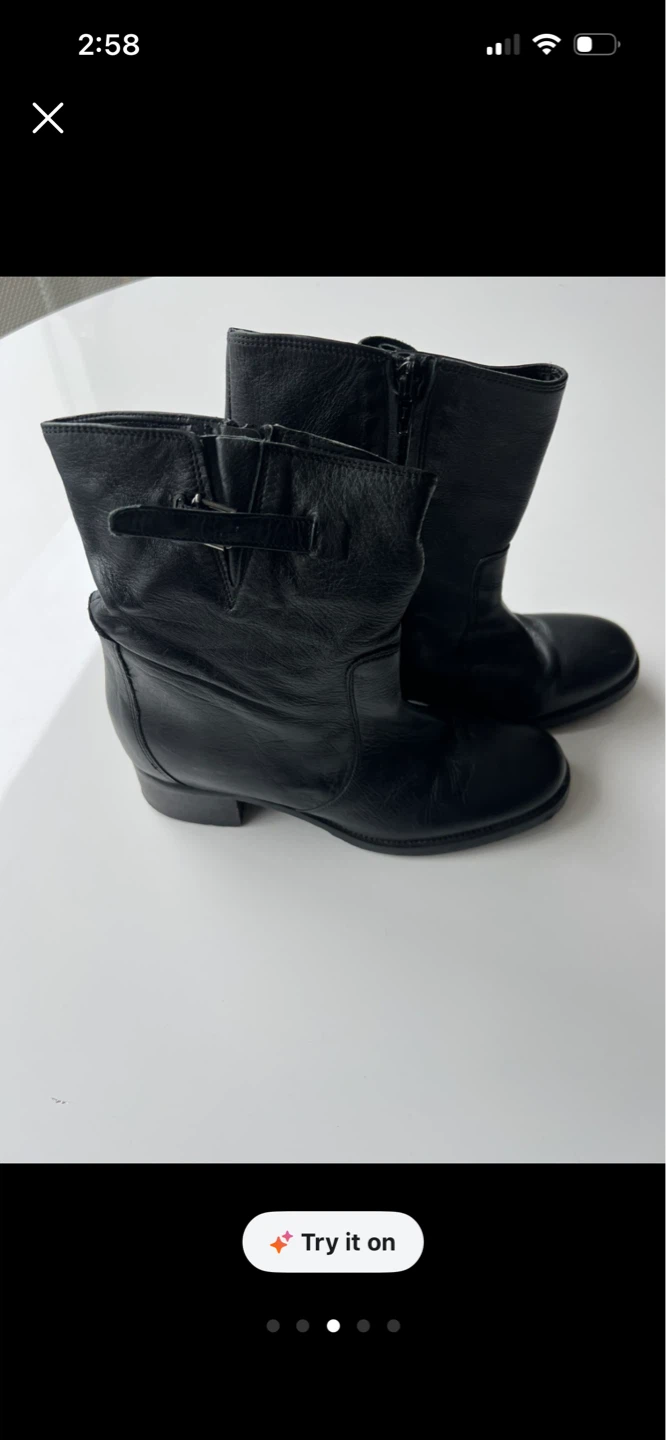 Black Leather Ankle Boots Size 38 - photo 3