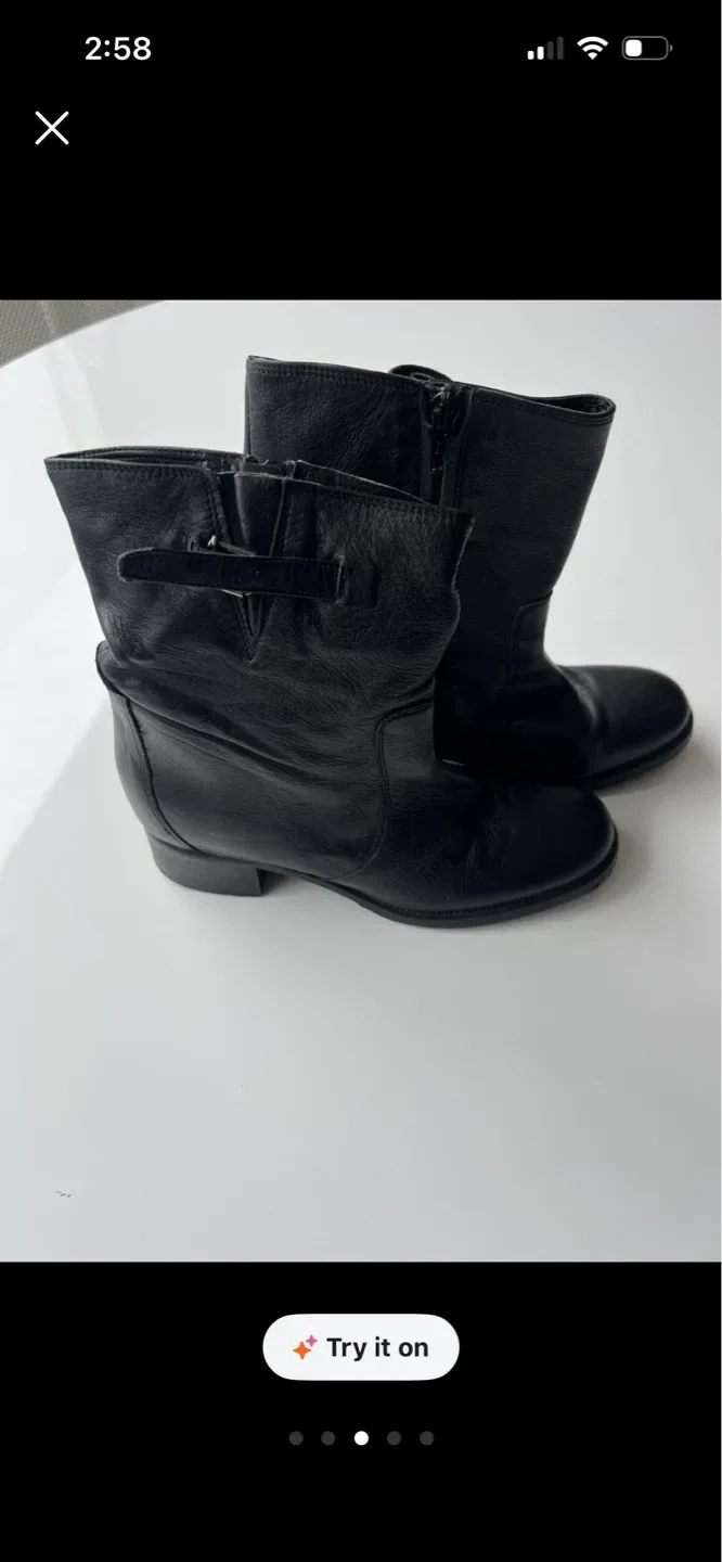 Black Leather Ankle Boots Size 38 - photo 3