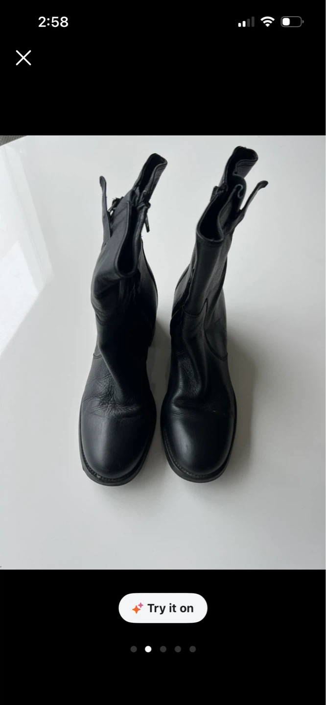 Black Leather Ankle Boots Size 38 - photo 2