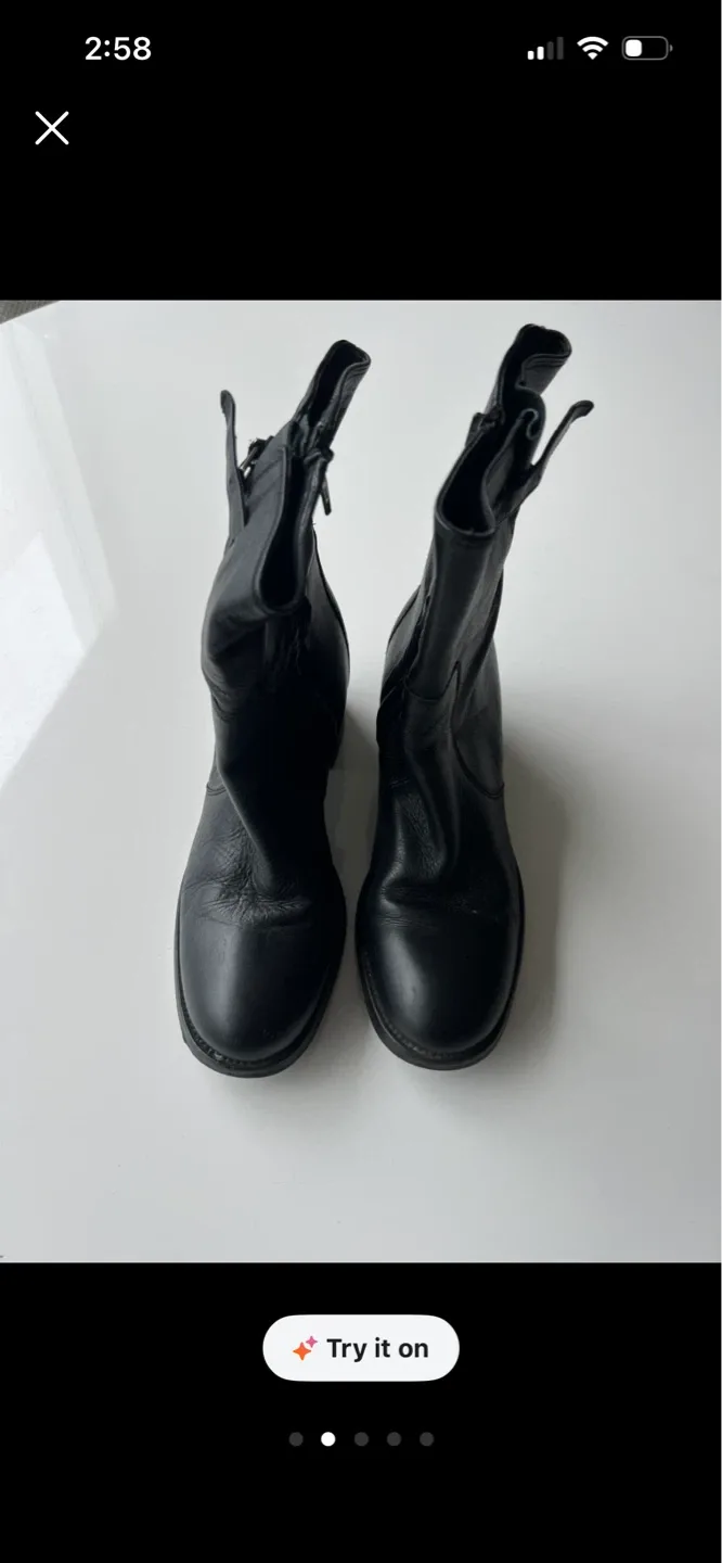 Black Leather Ankle Boots Size 38 - photo 2