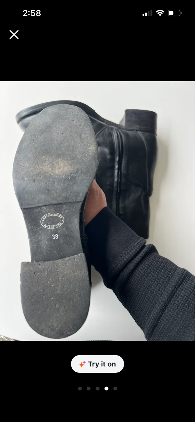 Black Leather Ankle Boots Size 38 - photo 4