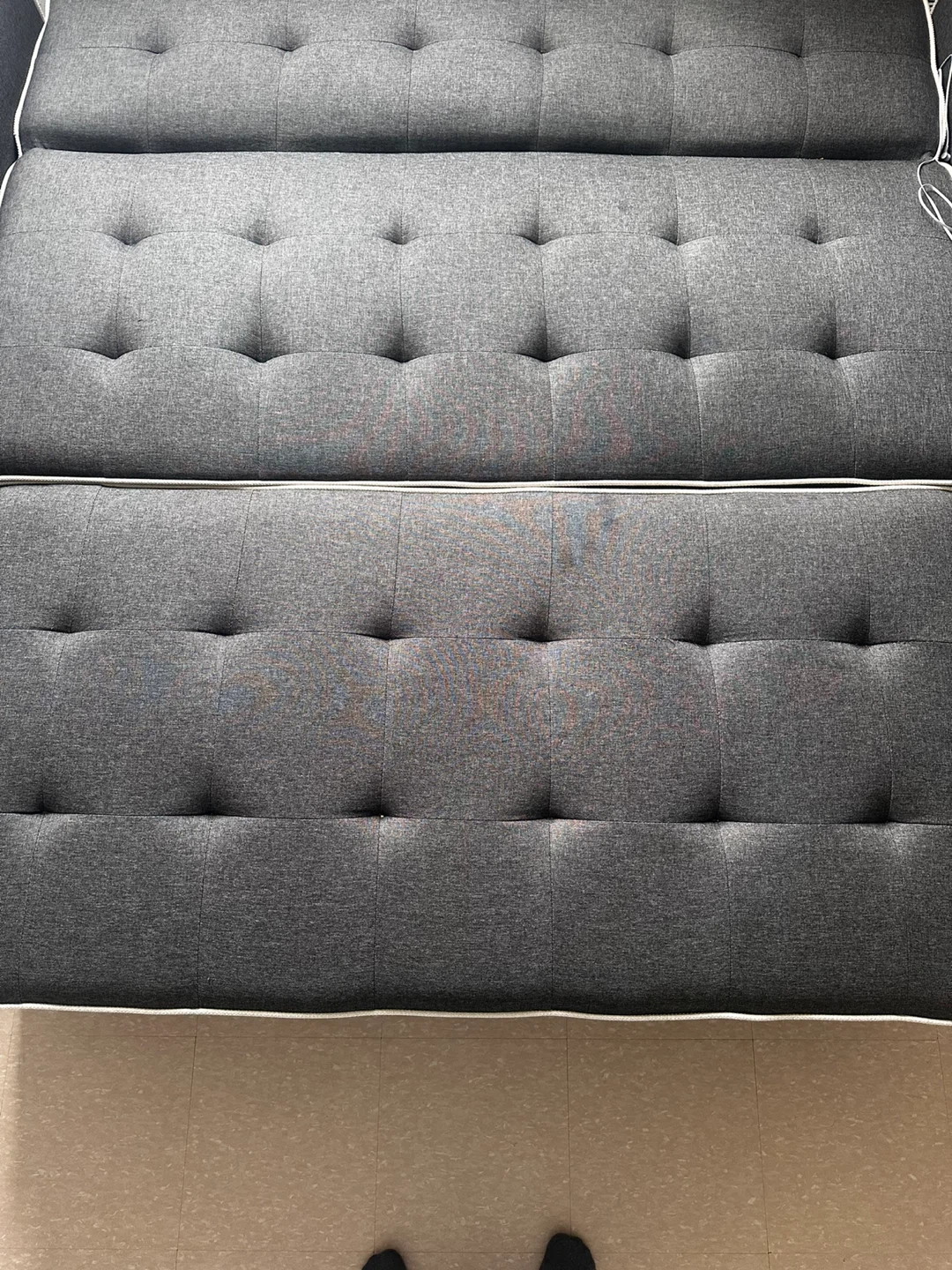 Dark Grey Tufted Sofa Bed with Chaise - photo 3