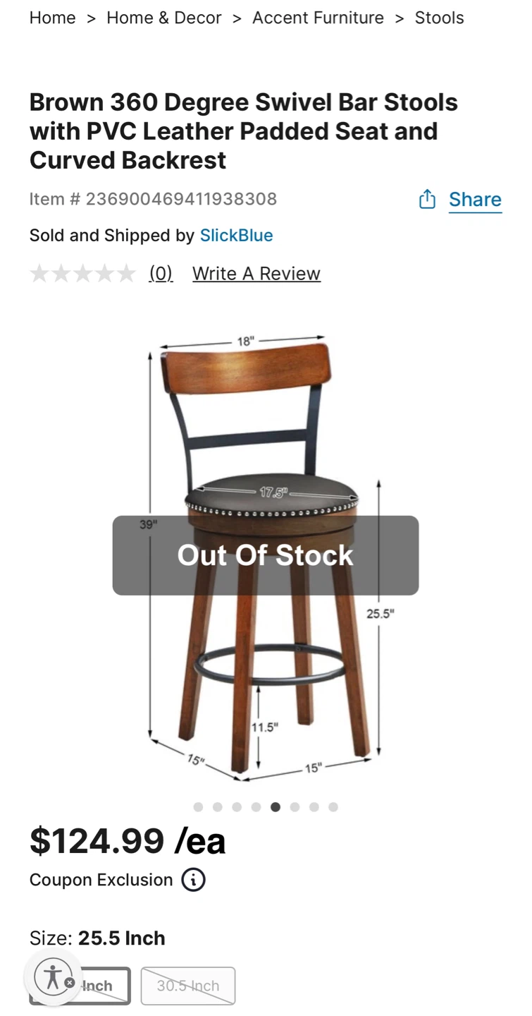 Set of 2 Swivel Bar Stools - Wood & Faux Leather - photo 5