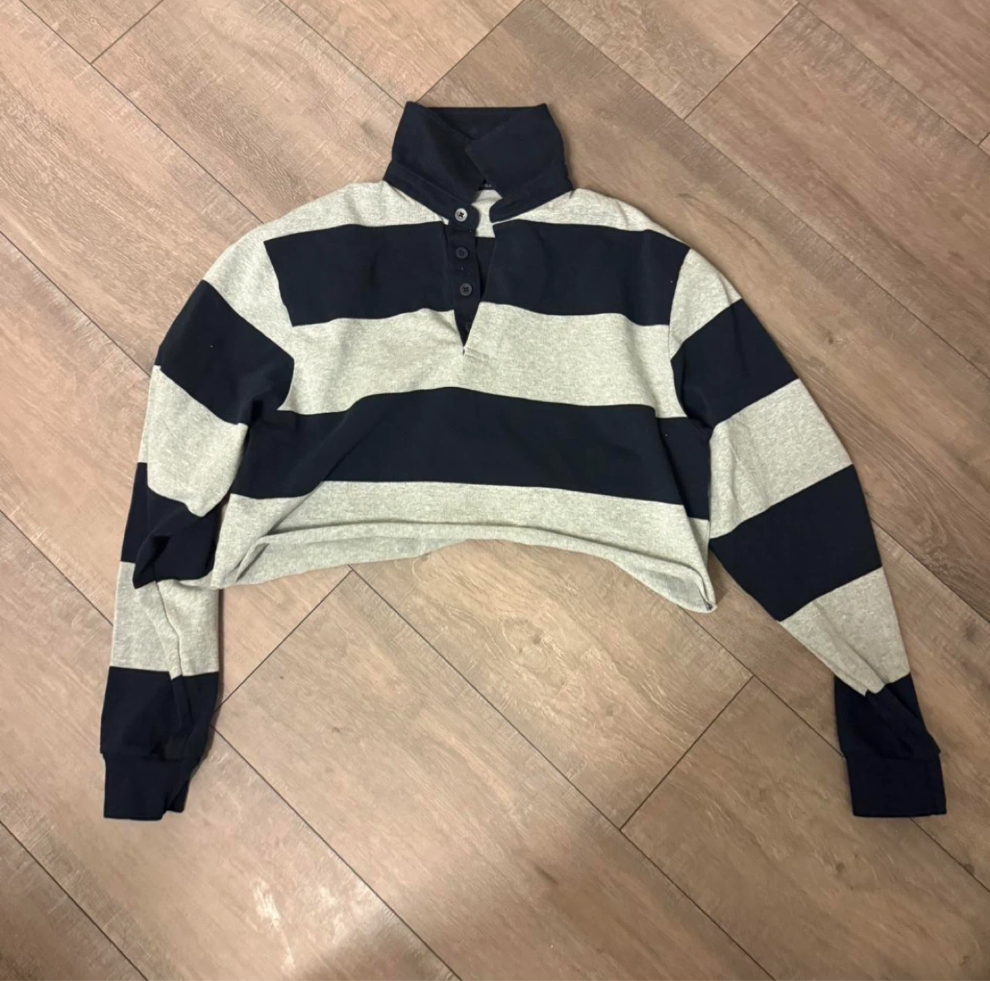 Brandy Melville Striped Cropped Rugby Shirt