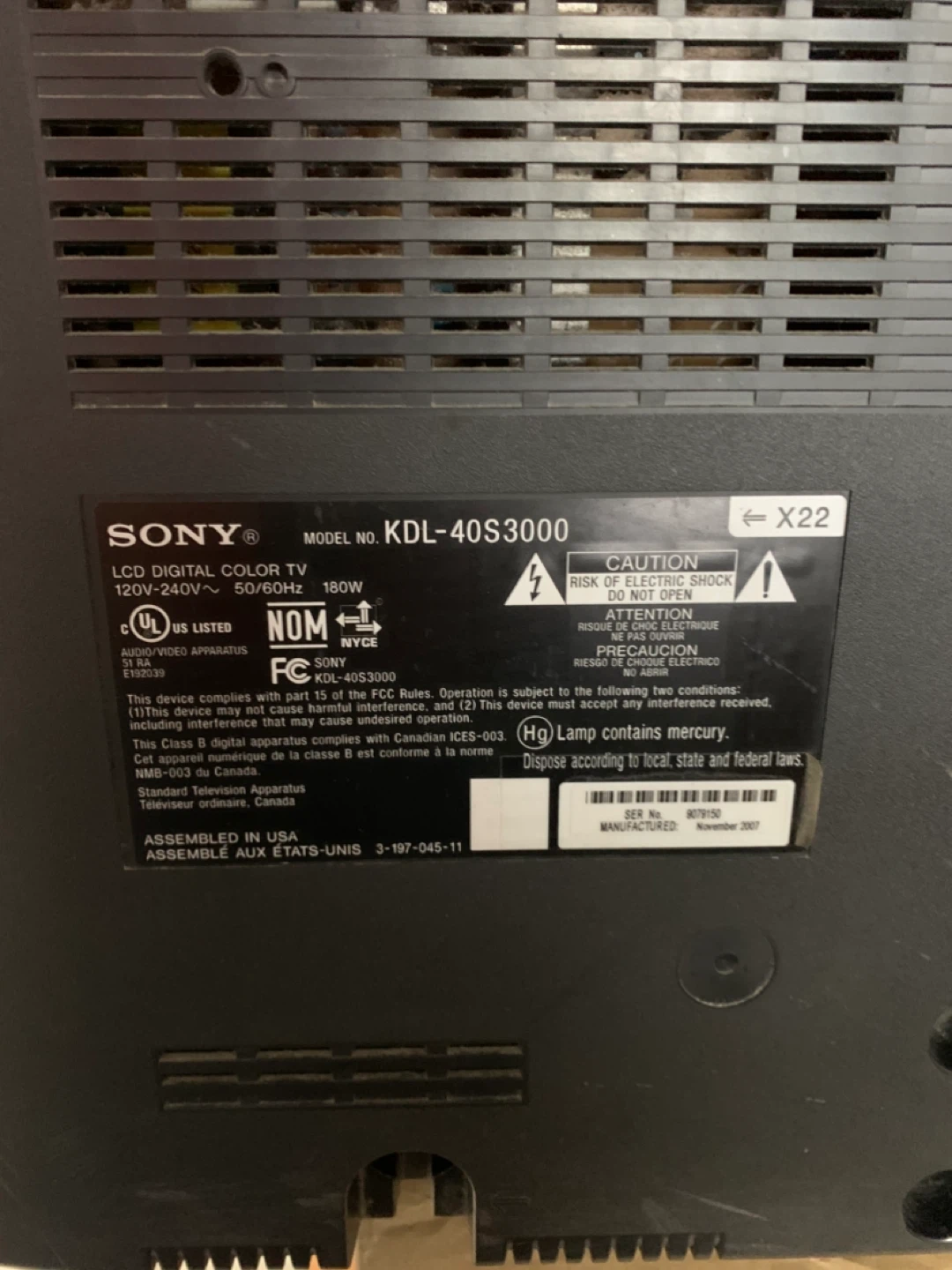 Sony KDL-40S3000 BRAVIA 40" LCD TV - photo 3