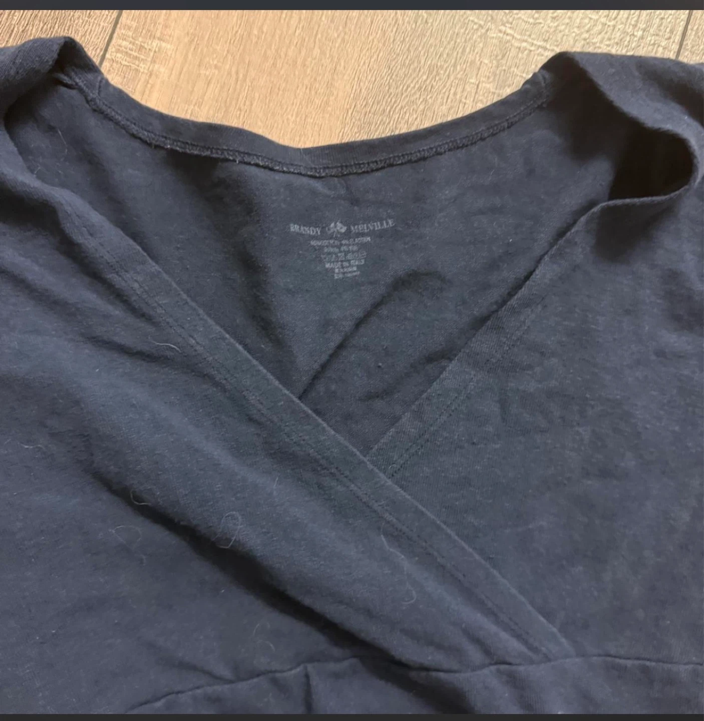 Brandy Melville Navy Blue Long Sleeve Wrap Top - photo 2
