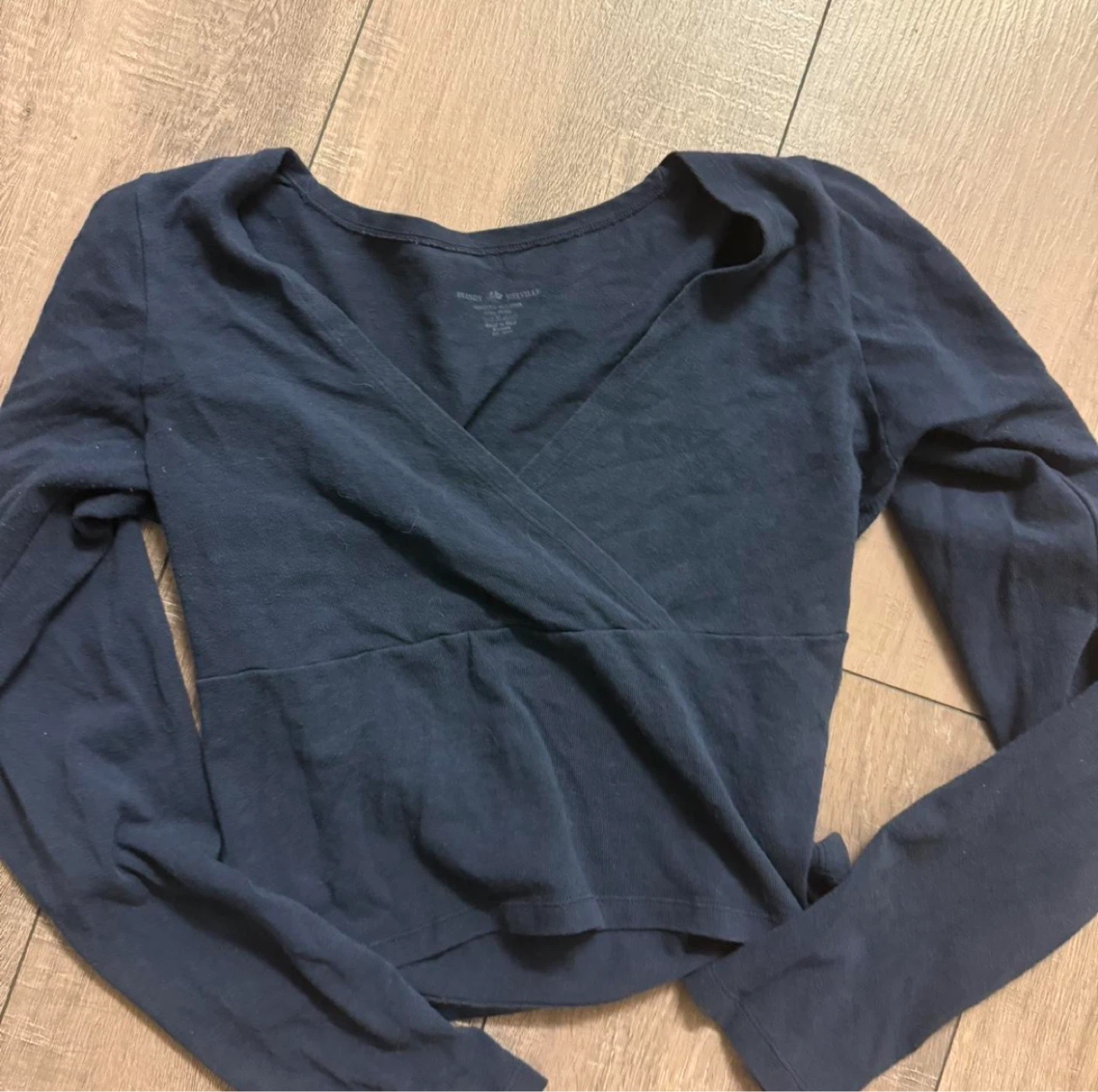 Brandy Melville Navy Blue Long Sleeve Wrap Top