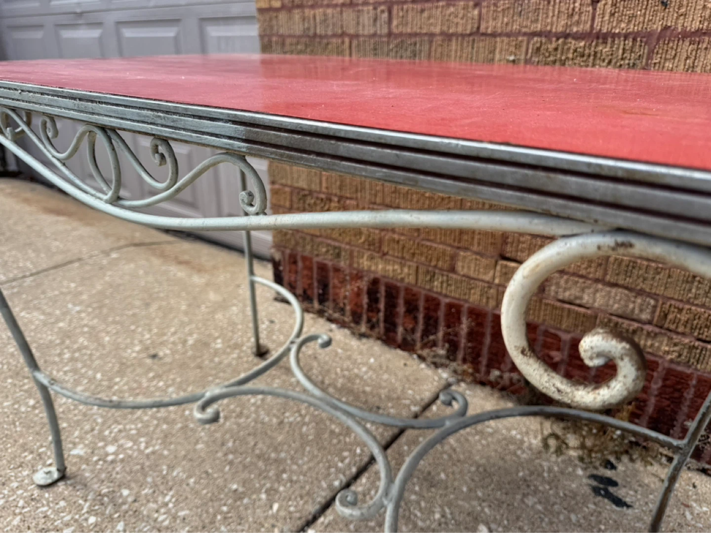 Vintage Metal Table with Red Top - photo 3