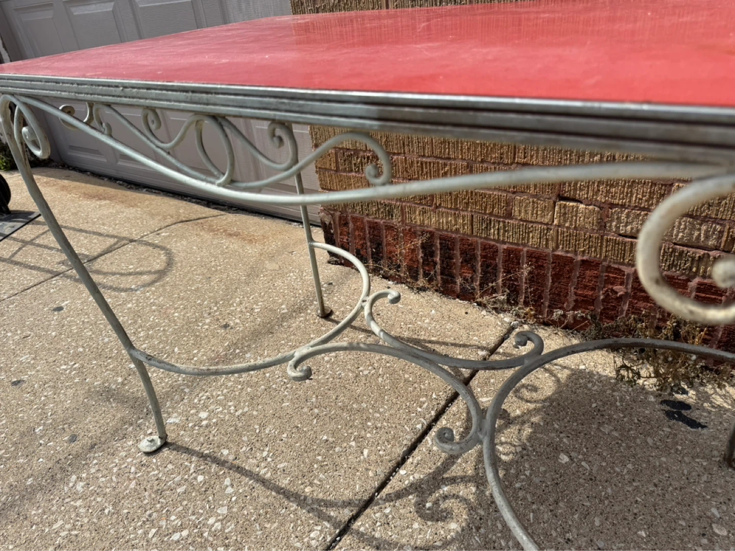 Vintage Metal Table with Red Top - photo 4