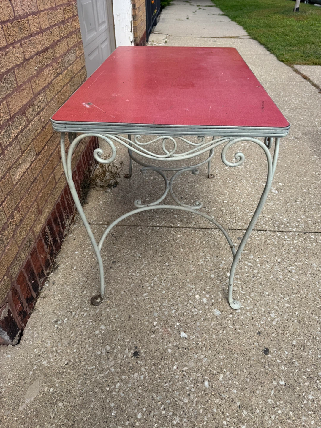 Vintage Metal Table with Red Top - photo 2