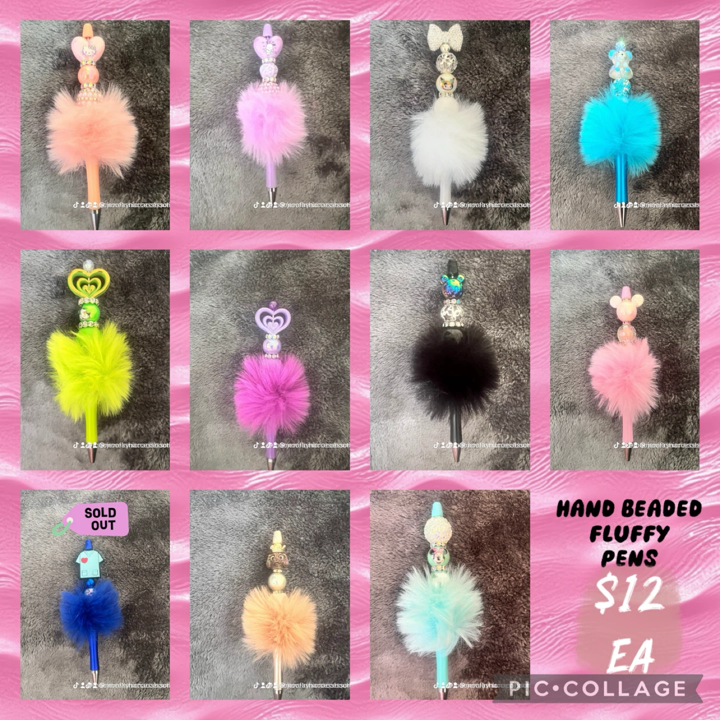 Hand Beaded Fluffy Pens ⚽