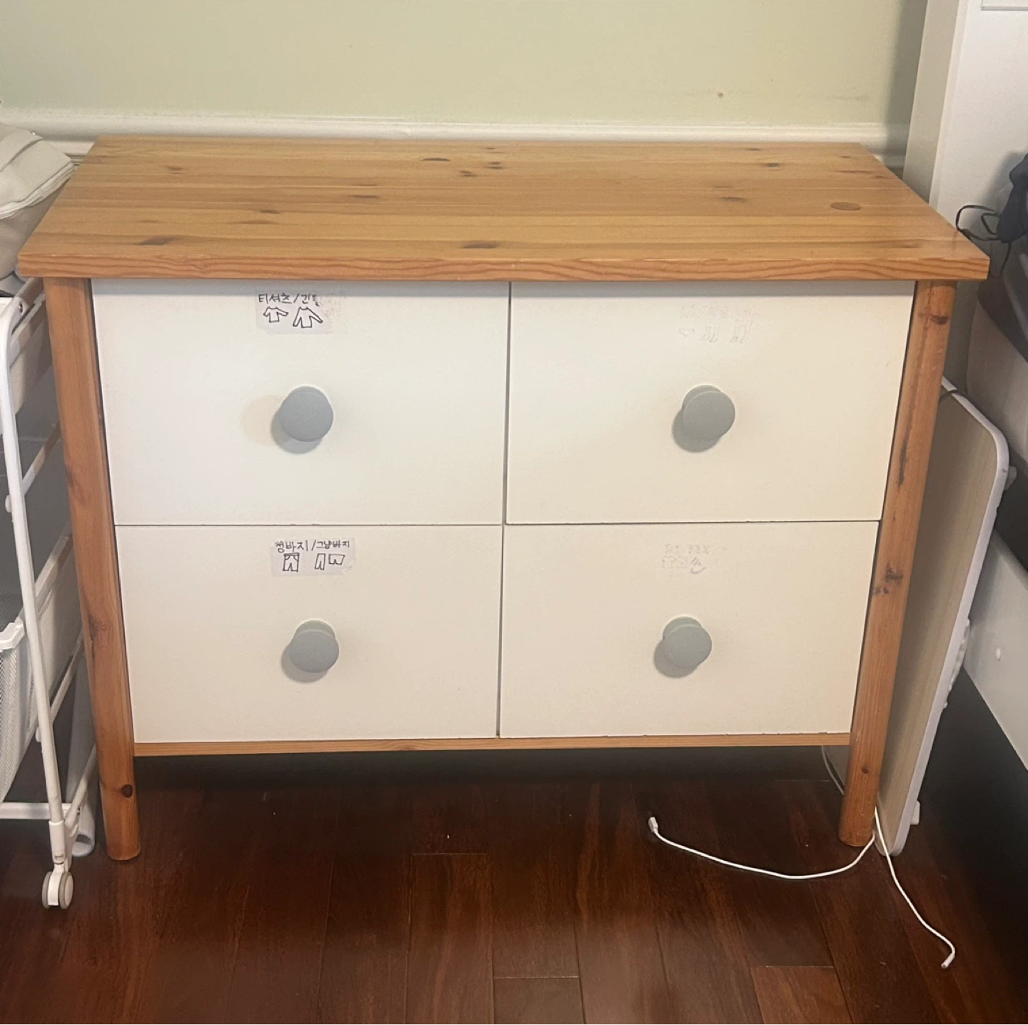 Four Drawer Dresser with Wood Top
