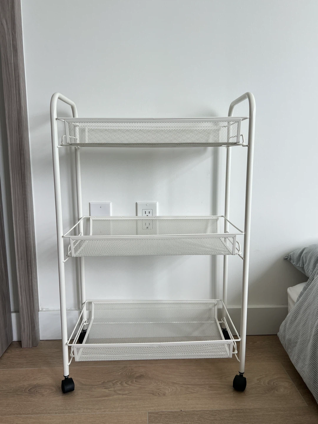White IKEA HORNAVAN 3-Tier Rolling Cart