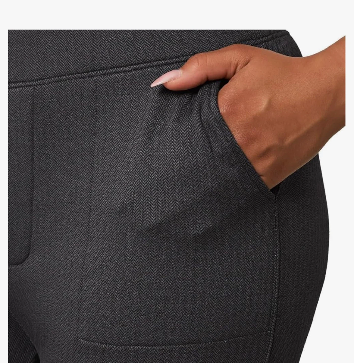Women's Black Herringbone Pants - photo 3