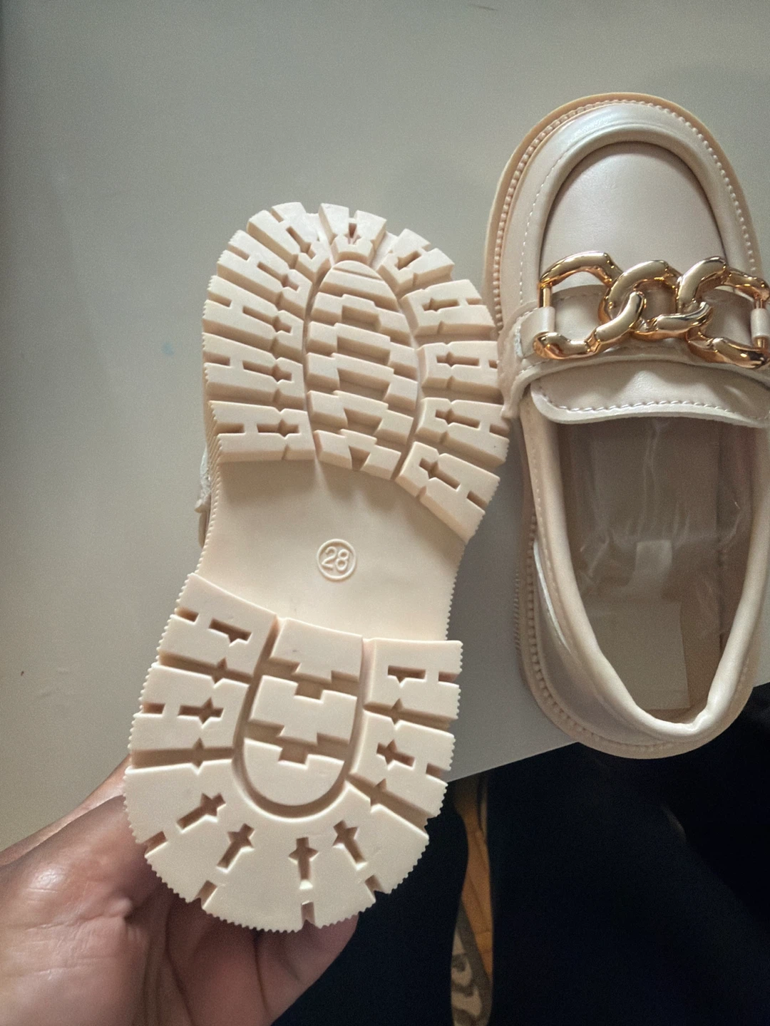 Beige Loafers with Gold Chain Detail for lil girls ⚽️ - photo 3