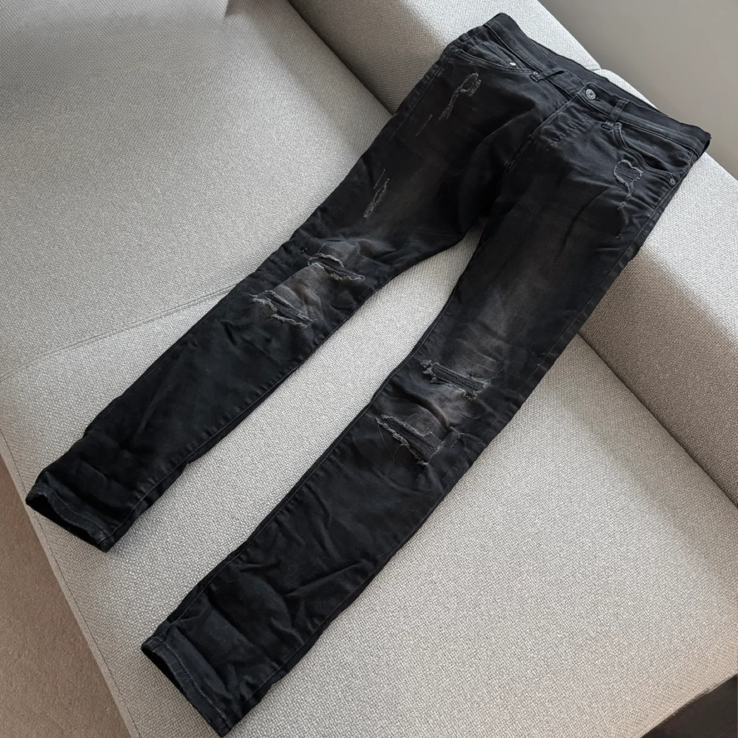 ZARA Distressed Black Denim Jeans - Size 30x32 ⚽️ - photo 2