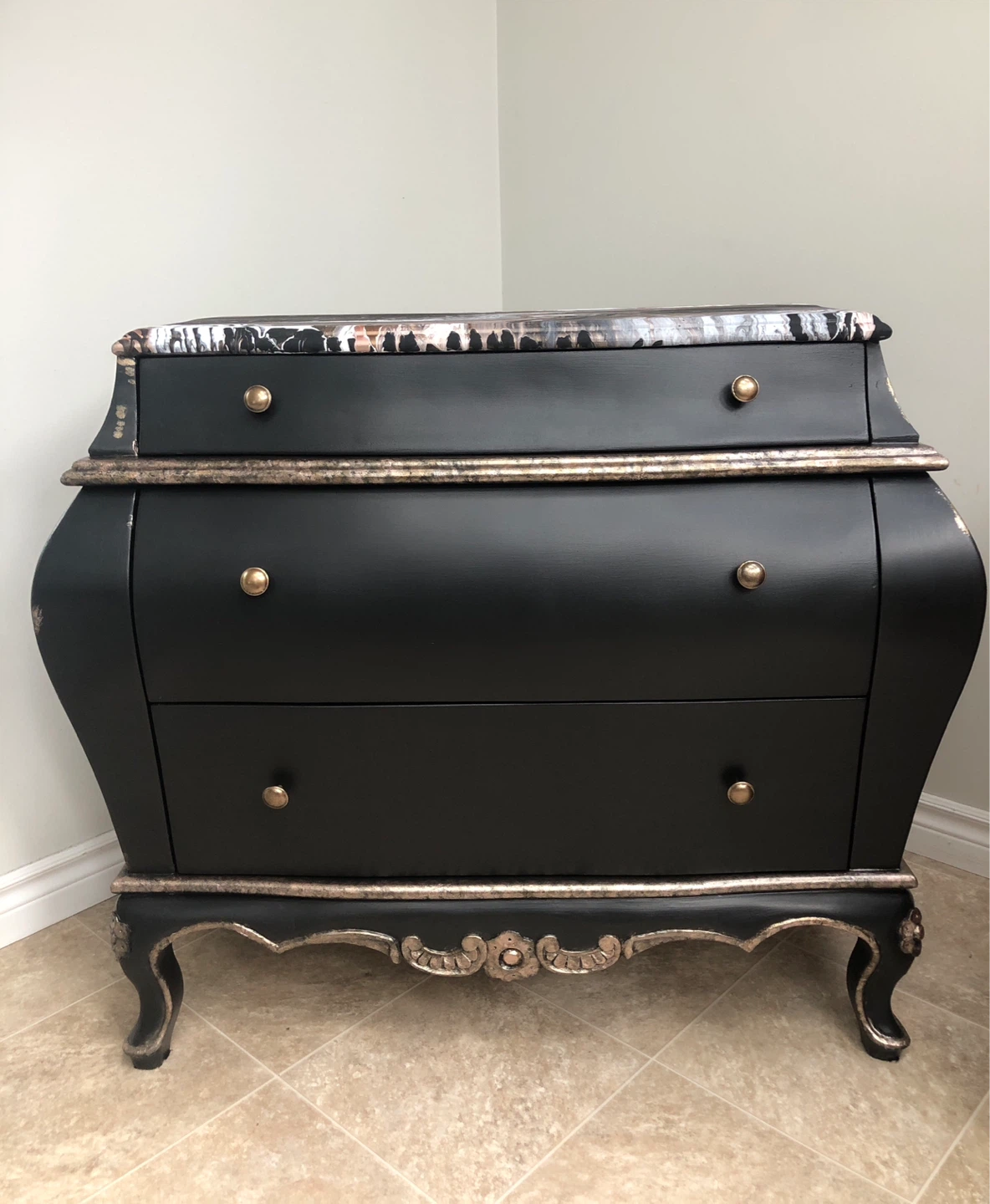 Antique, Bombay style short dresser refinished
