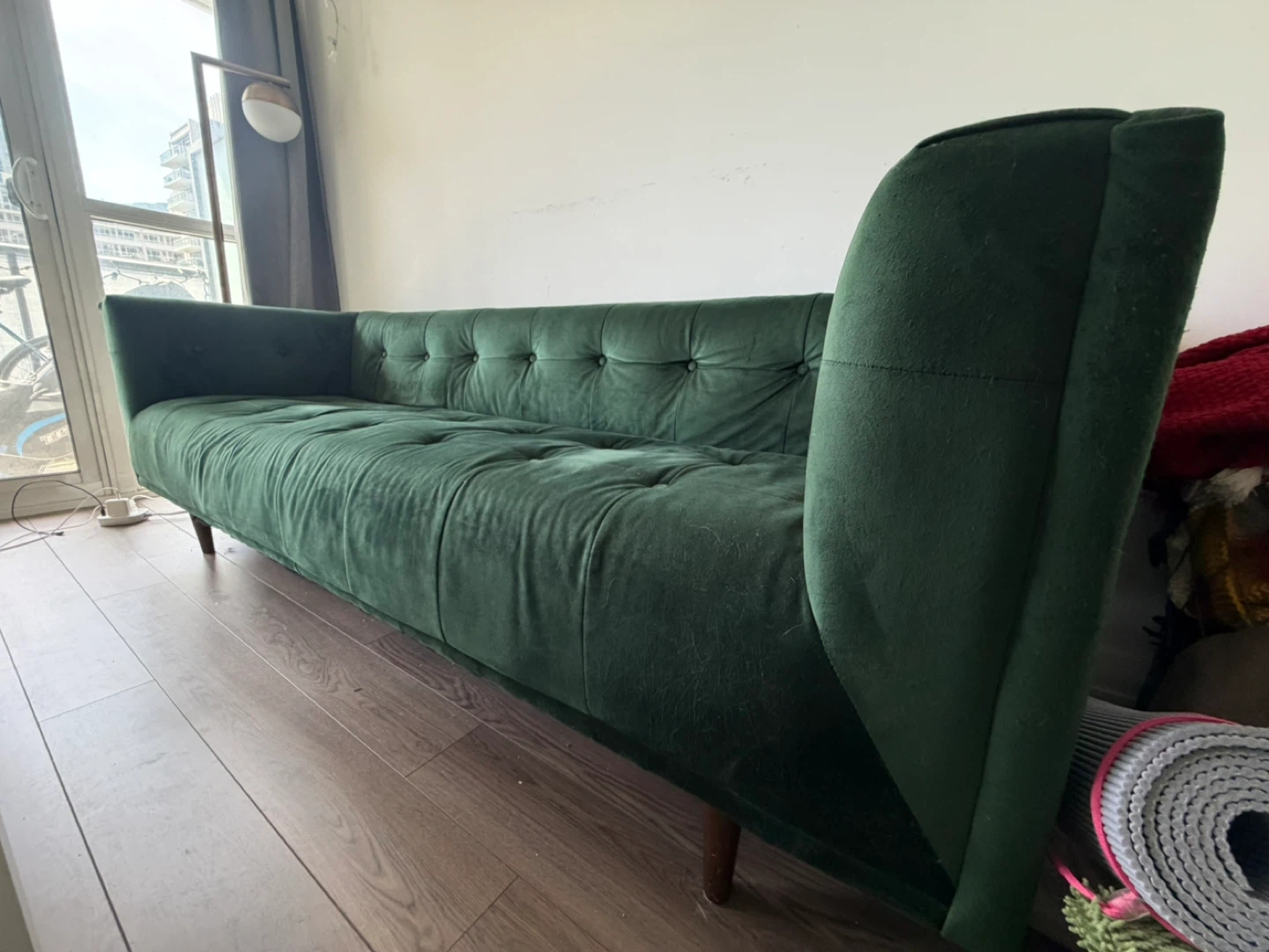 Structube - Green Velvet Tufted Sofa - photo 4