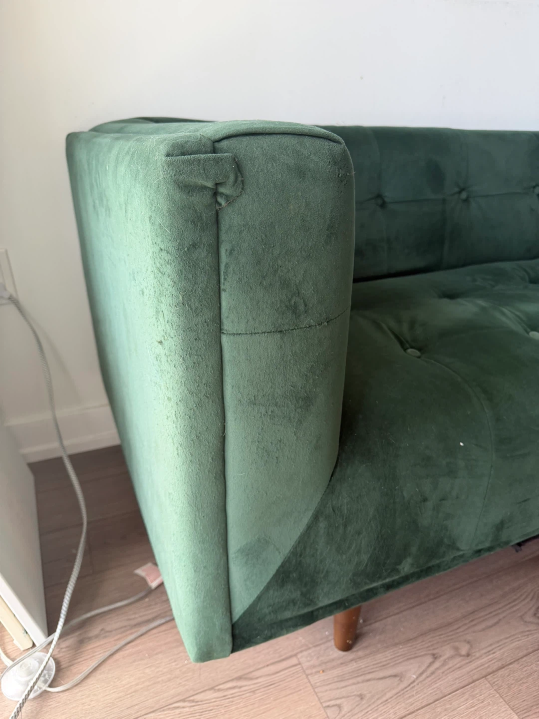 Structube - Green Velvet Tufted Sofa - photo 2