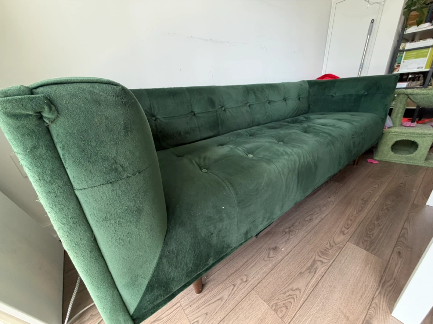 Structube - Green Velvet Tufted Sofa - photo 5