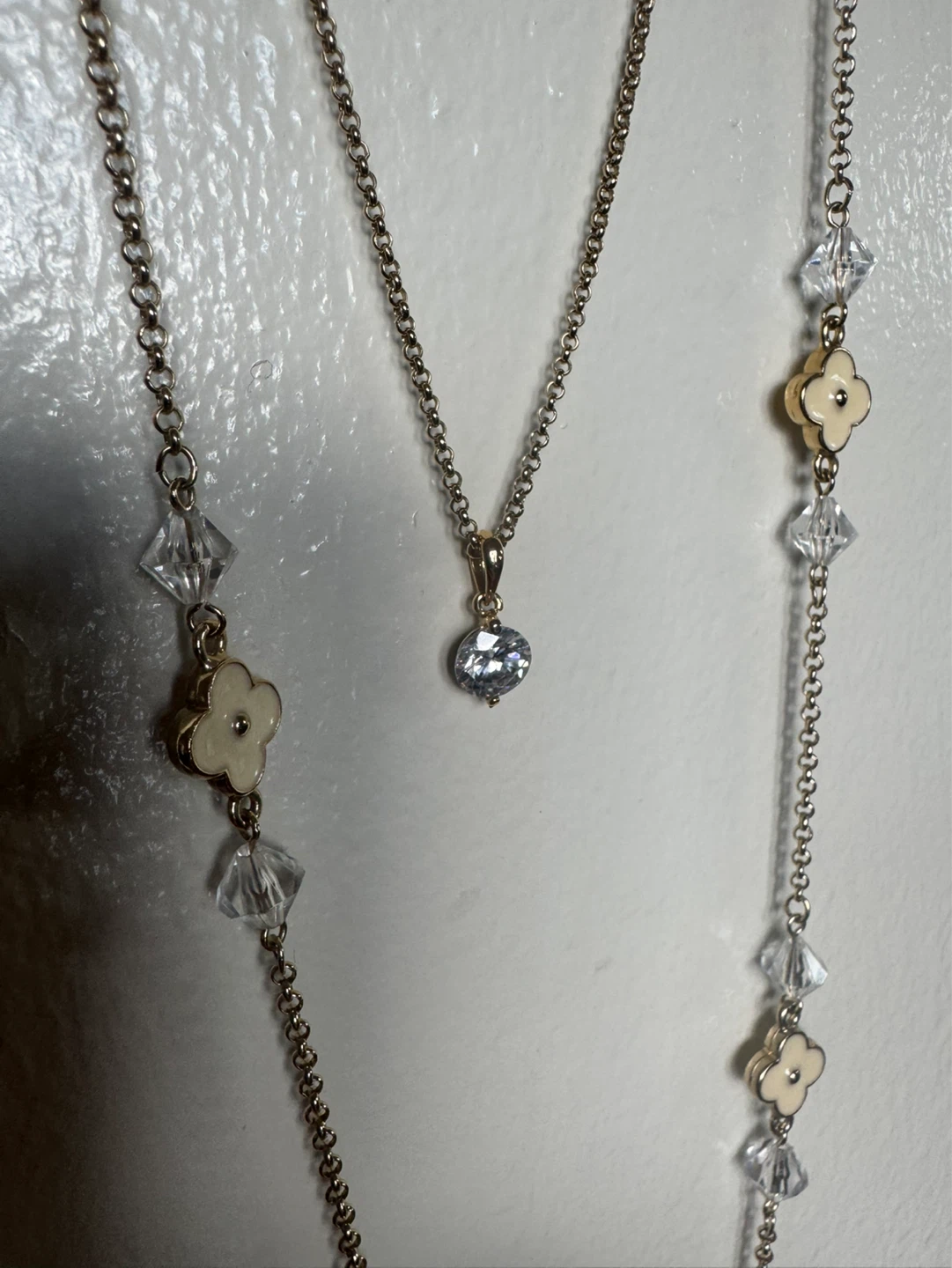 ⚽️Layered Necklace with Clover Charms and Crystal Accents - photo 3