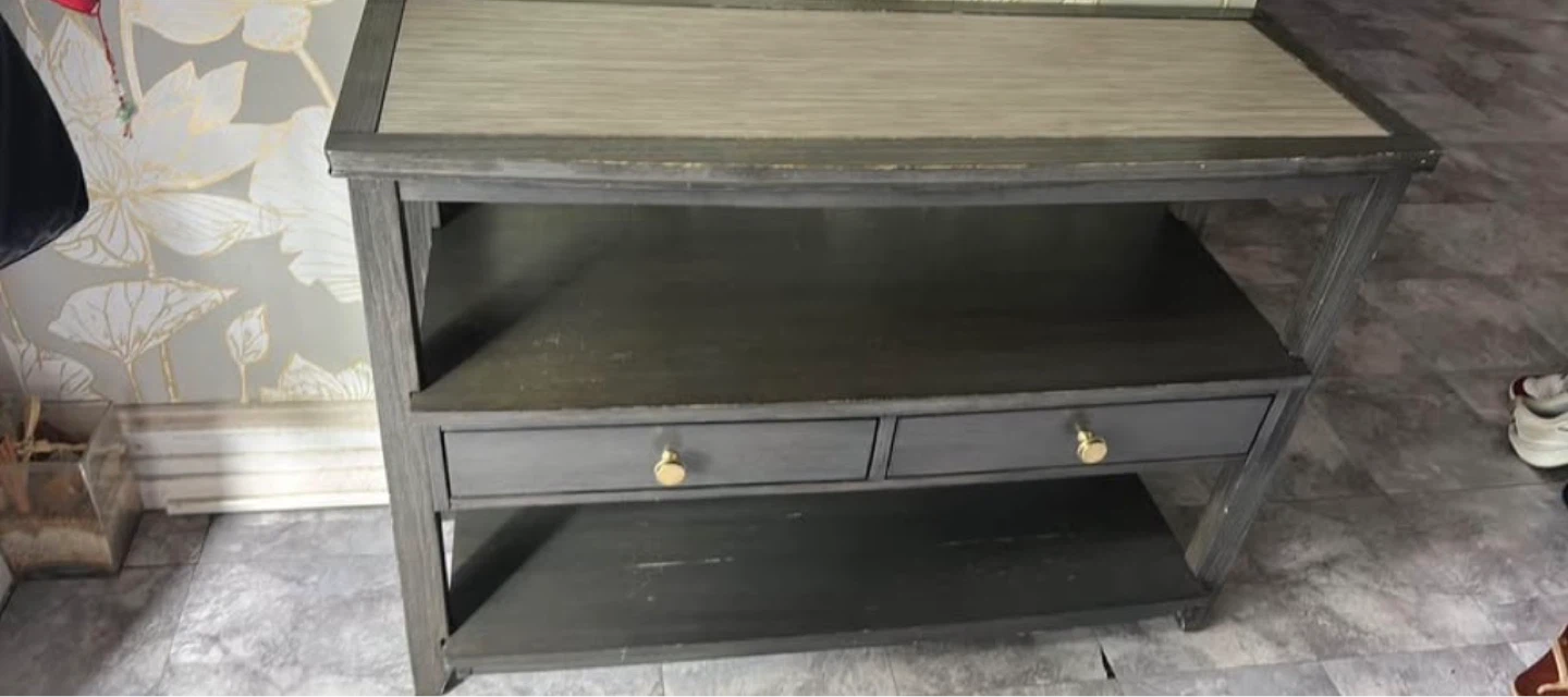 Two-Drawer Console Table with Open Shelves