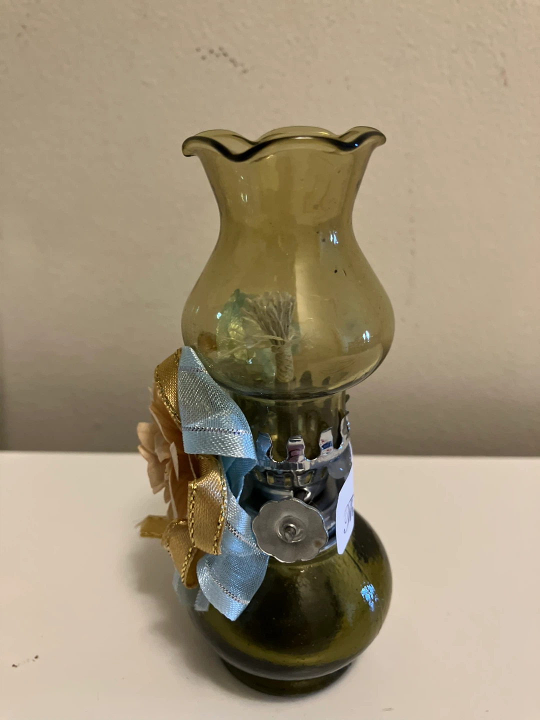 Glass candle with decorative flower - photo 3