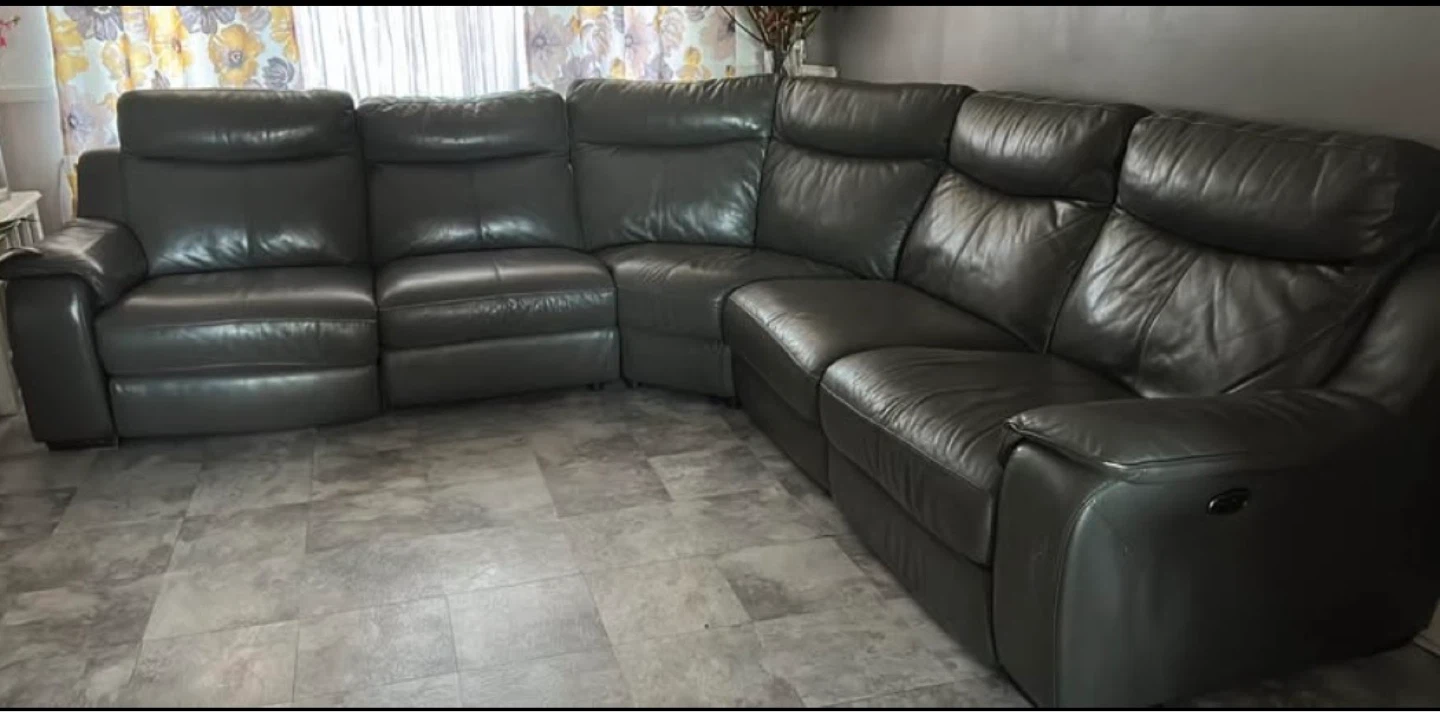 Gray Leather Sectional Reclining Sofa