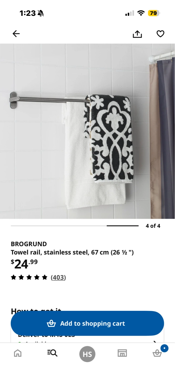 IKEA BROGRUND Towel Rail - Stainless Steel, 67 cm - photo 2