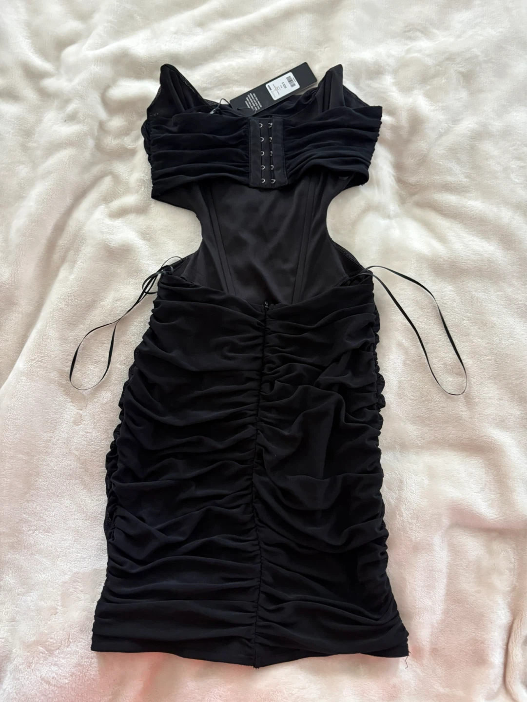 Fashion Nova Ruched Cutout Mini Dress Black - photo 4