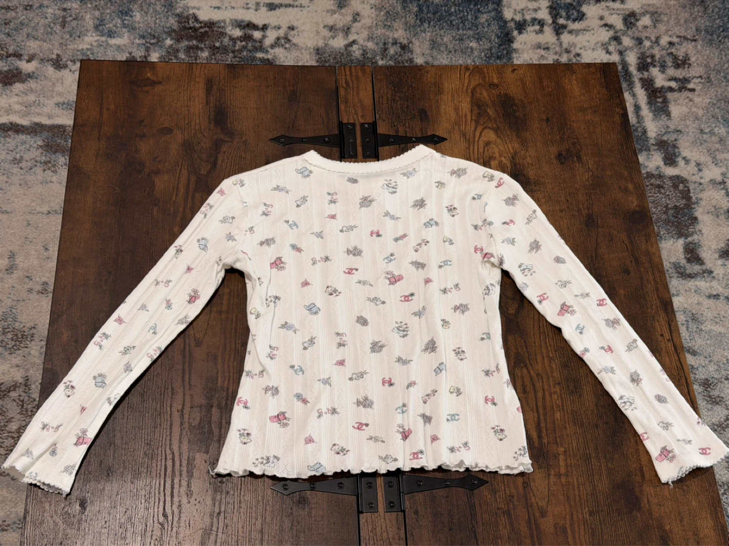 Long Sleeve Top - White with Floral Print - photo 4