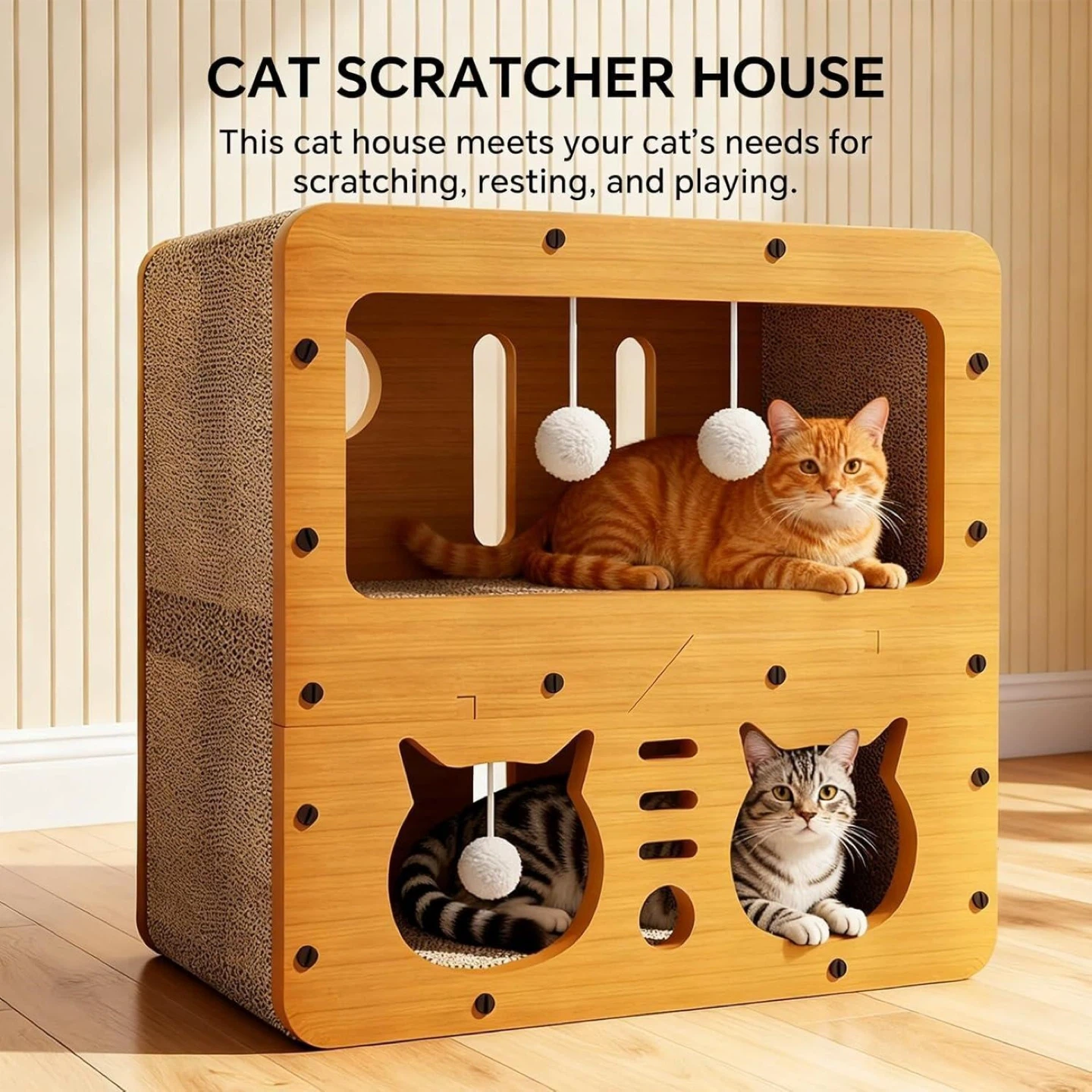 Cat Scratcher House Condo with Teaser Balls - photo 2