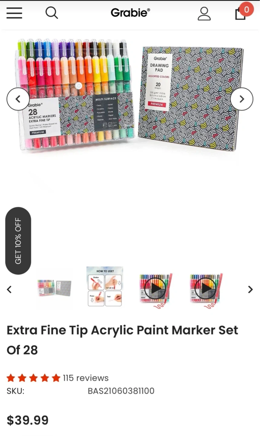 NEW⚽️Grabie 28 Acrylic Markers Extra Fine Tip - photo 3