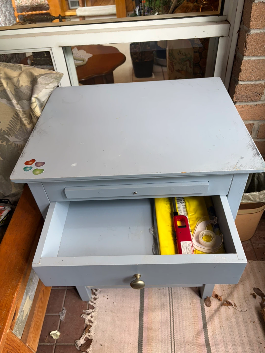Vintage Powder Blue Side Table with Drawer ⚽️ - photo 2