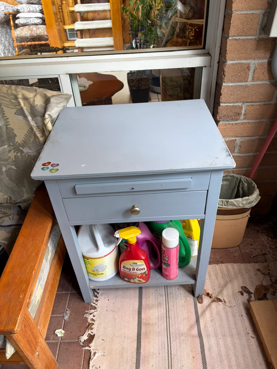 Vintage Powder Blue Side Table with Drawer ⚽️