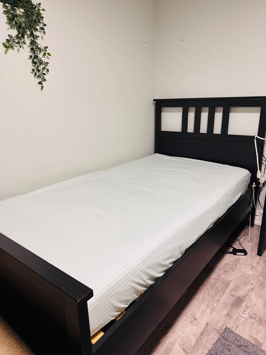 Black Twin Bed Frame with Slats