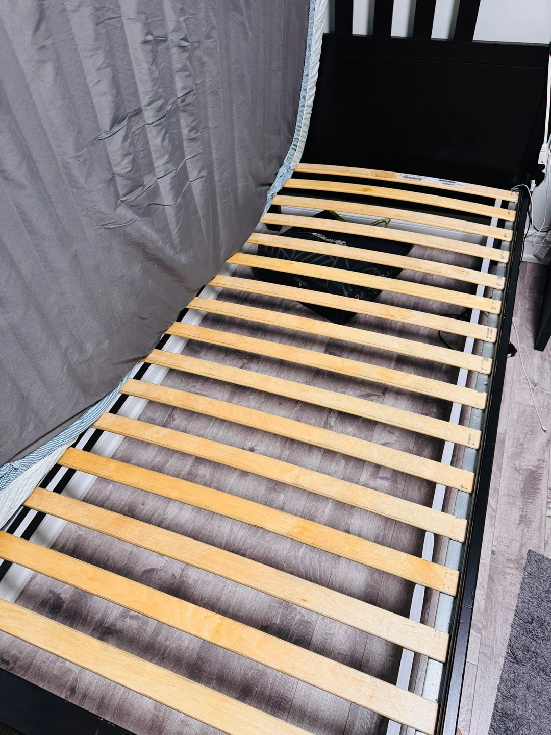 Black Twin Bed Frame with Slats - photo 2