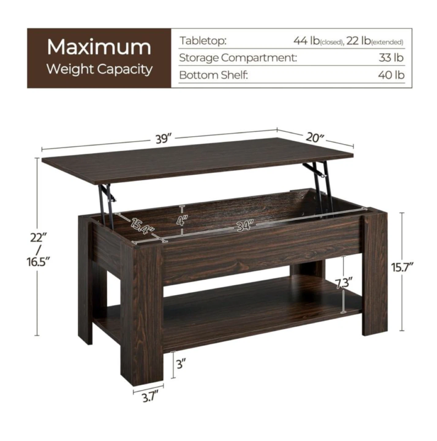 Lift Top Coffee Table with Storage - photo 2