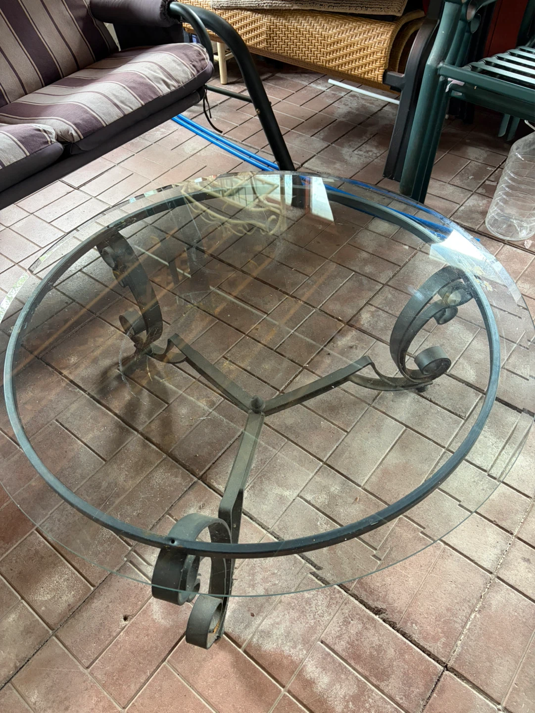 Glass Top Coffee Table with wrought Iron Base ⚽️