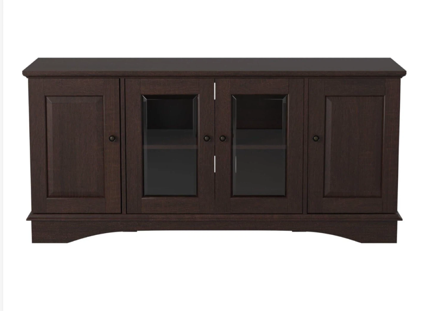Dark Wood Media Console with Glass Doors