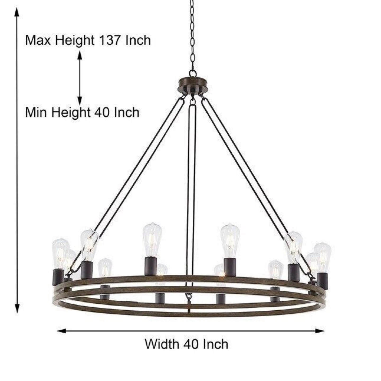 Rustic Ring Chandelier - 40 Inch Width - photo 3