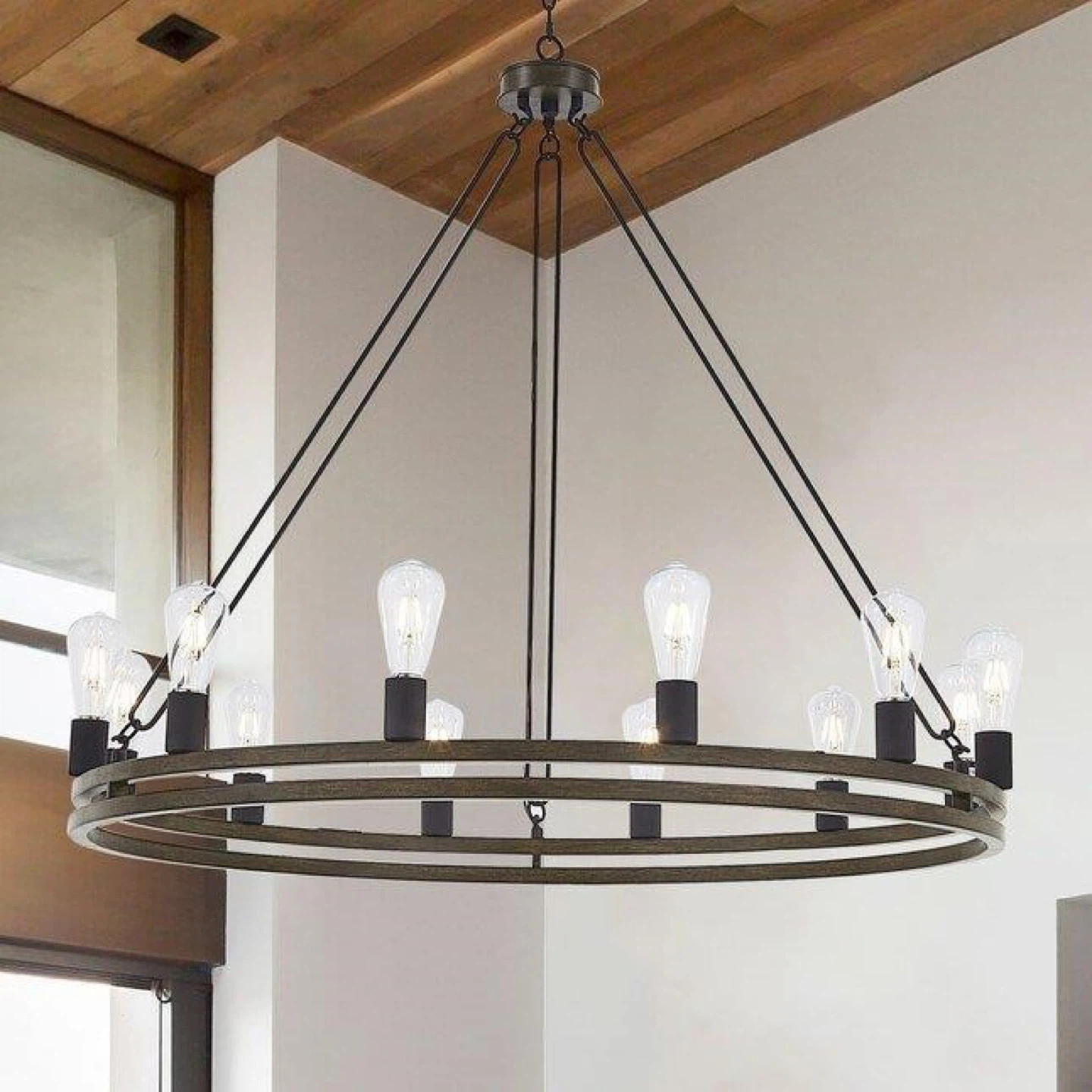 Rustic Ring Chandelier - 40 Inch Width - photo 2