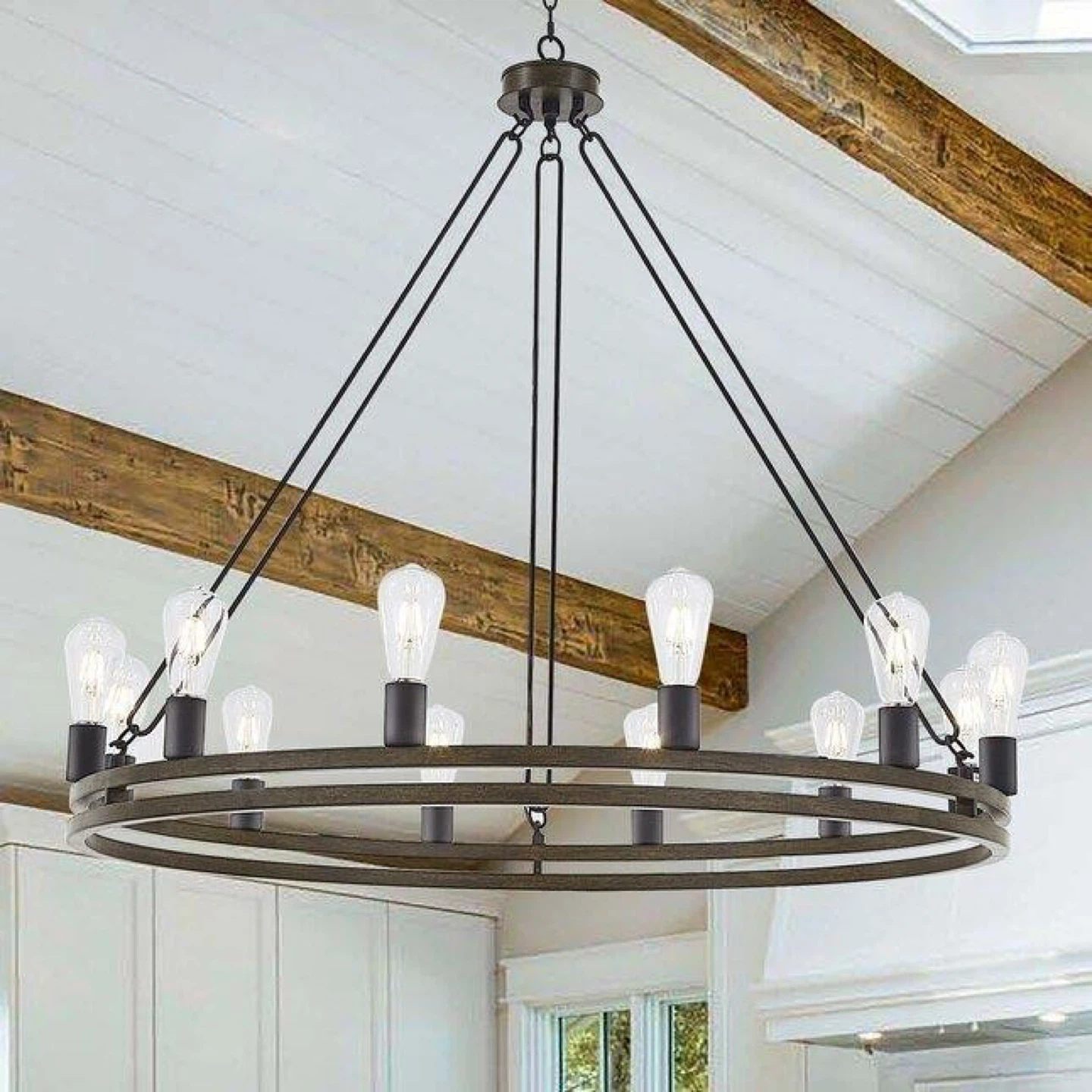 Rustic Ring Chandelier - 40 Inch Width