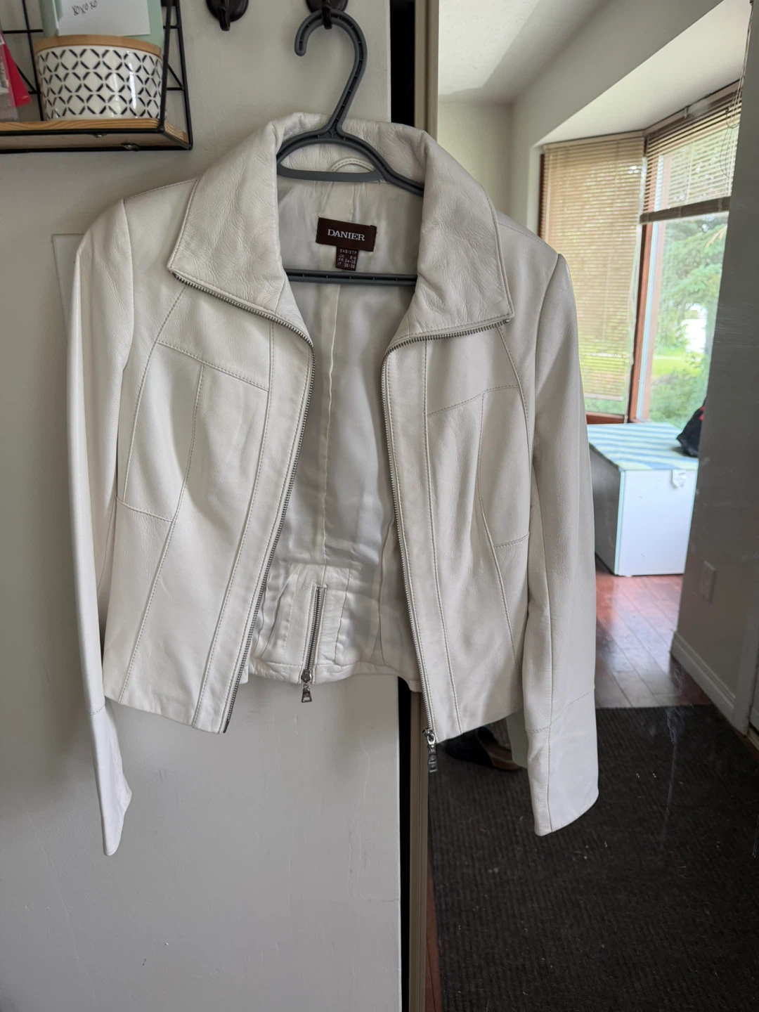 Danier White Leather Biker Jacket
