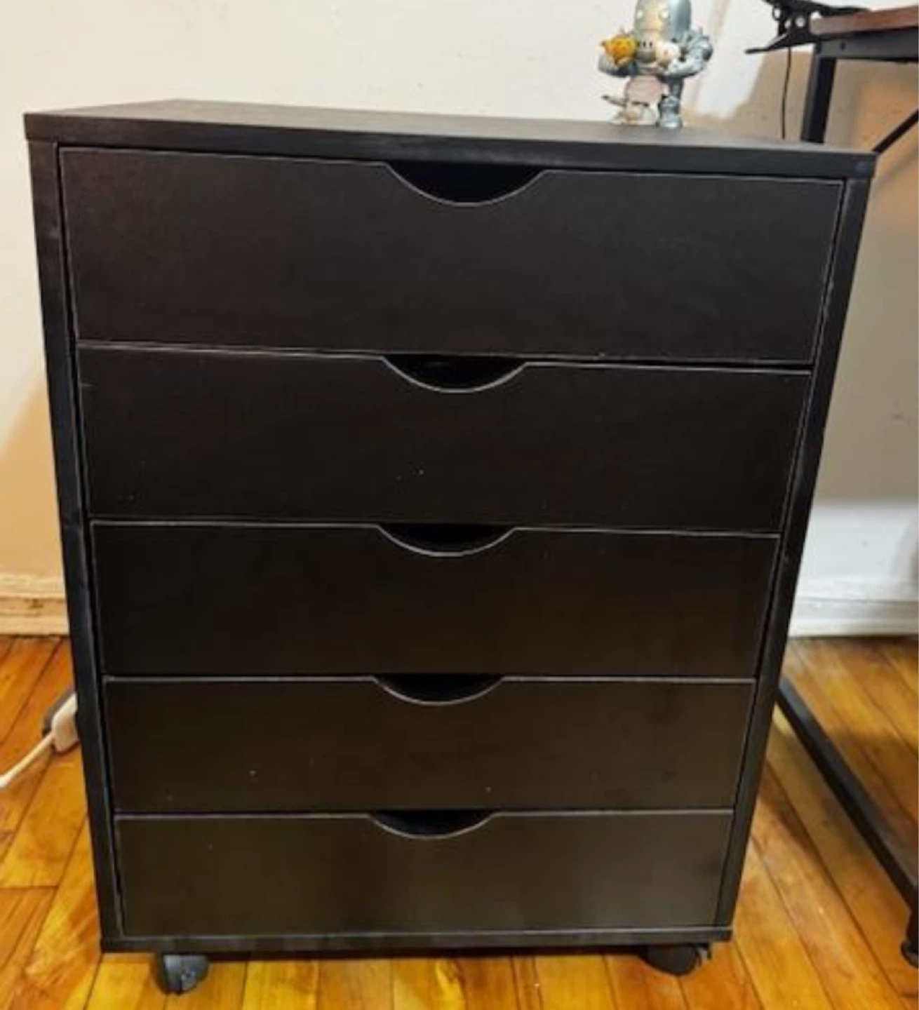 Black 5-Drawer Rolling Storage Cart - photo 2