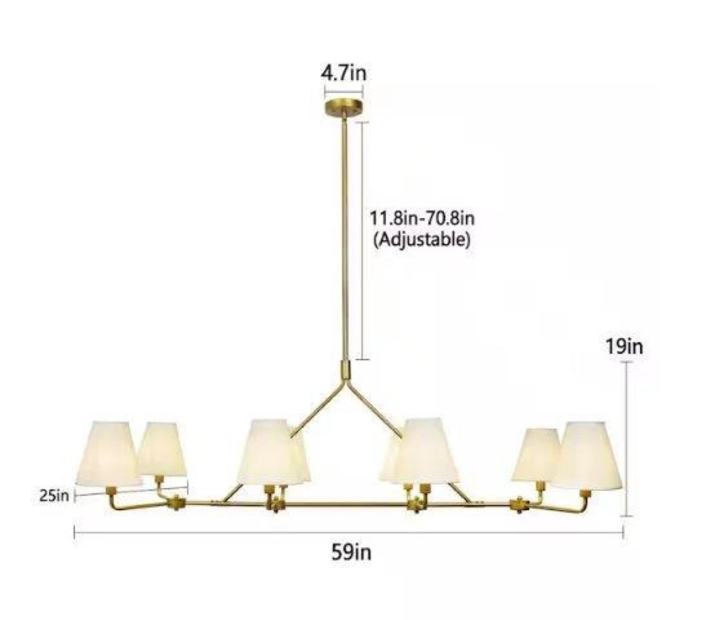 Gold 8-Light Chandelier with Shades - photo 3