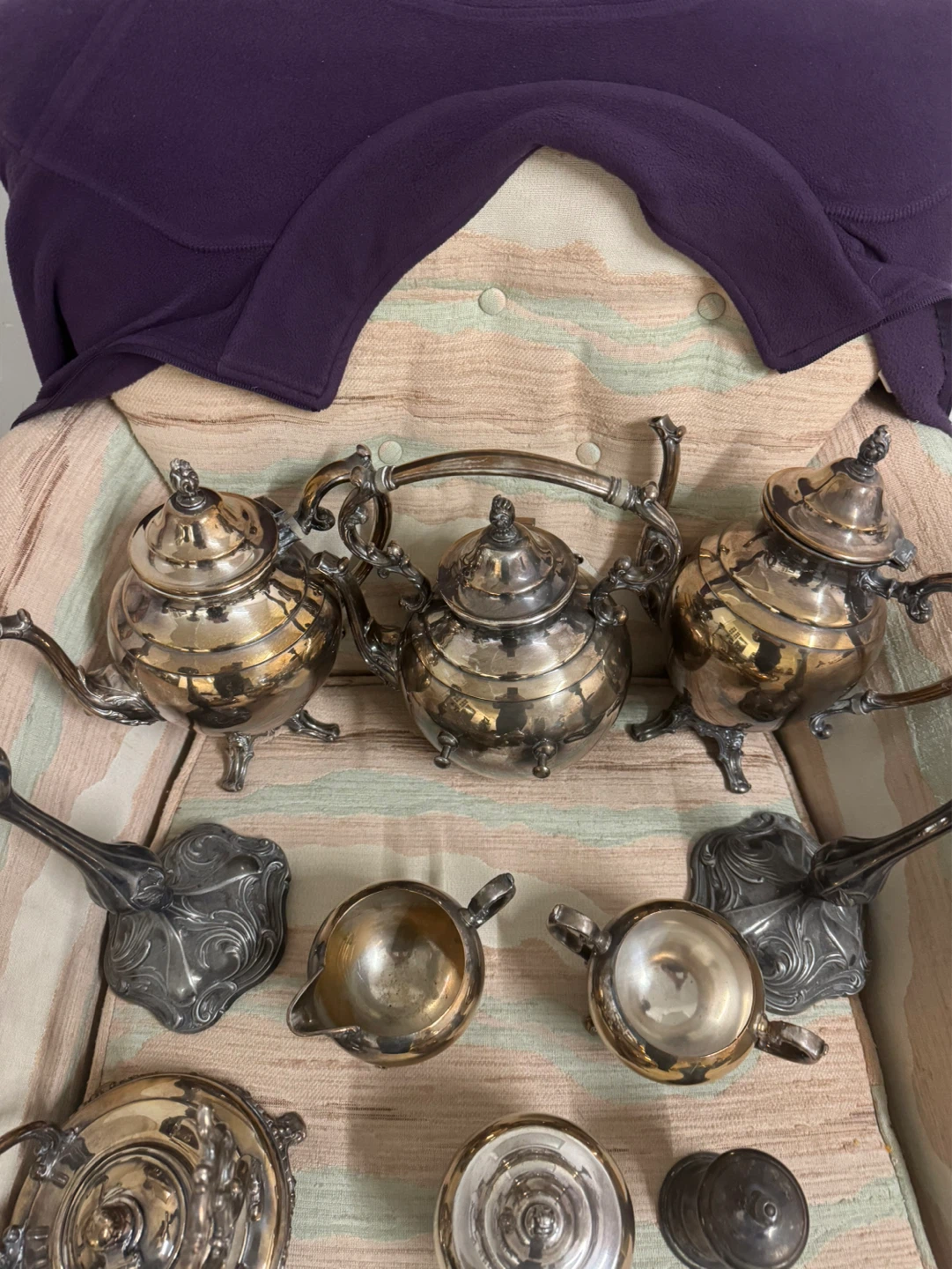 Vintage Silver Plated Tea Set with Candlesticks - photo 2