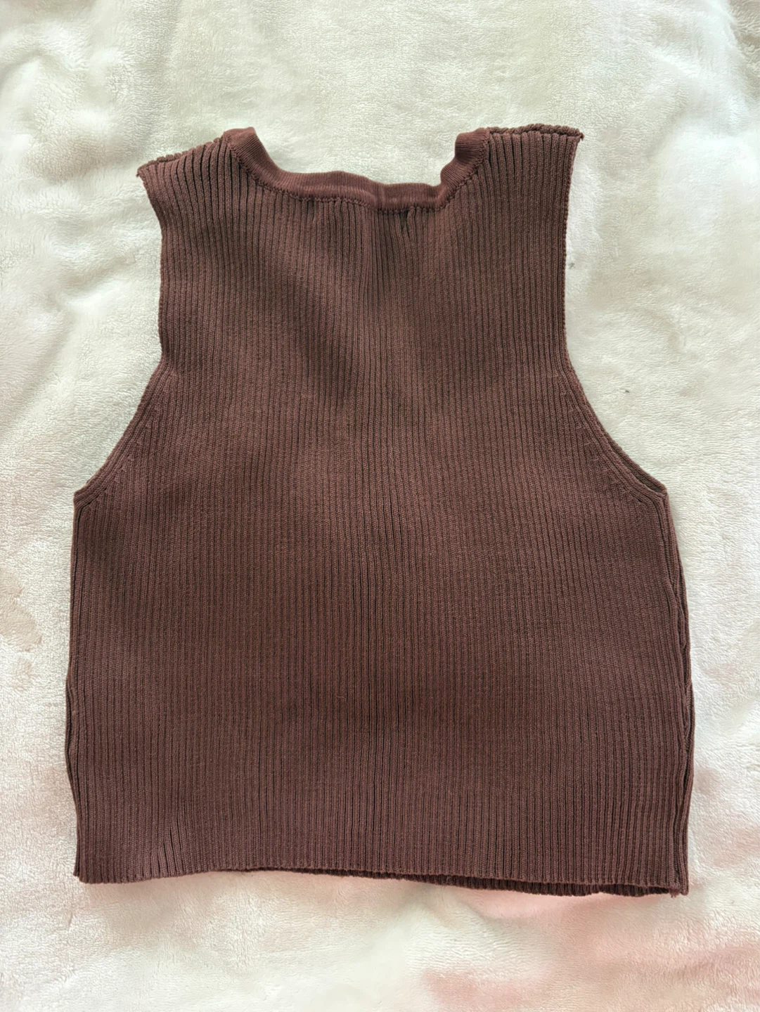 SHEIN Ribbed Button-Up Tank Top - Brown - photo 2