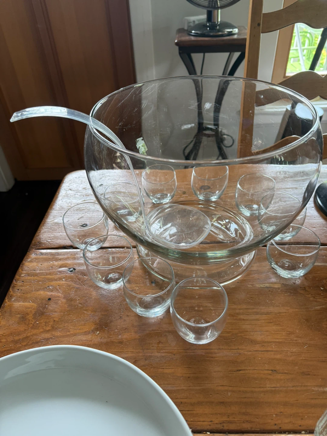 Glass Punch Bowl Set with Ladle and Cups